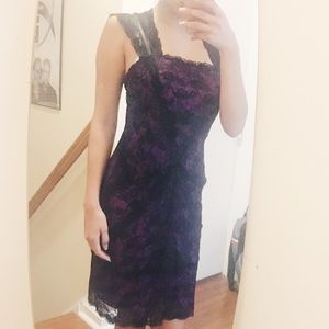 Black & Purple Lace Homecoming Dress